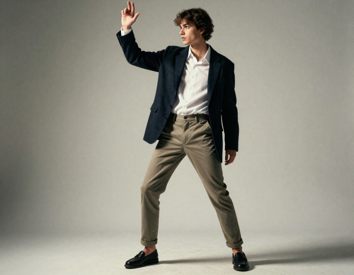 Student ID styling with relaxed blazer at Traderppdesigner